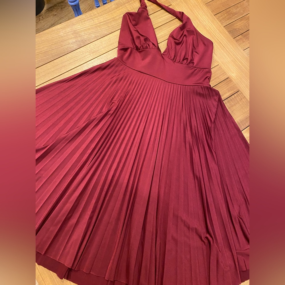 Maroon Baby Doll Halter Dress
